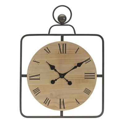 Melrose International Wooden Wall Clock in Iron Frame