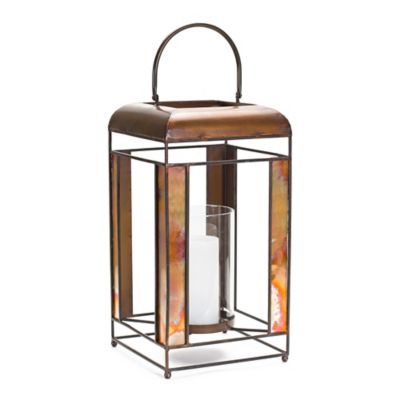 Melrose International Bronze Metal Candle Holder with Glass Hurricane Stand, 9 in. x 17 in.