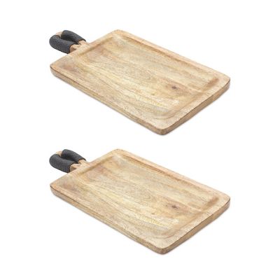 Melrose International Mango Wood Cutting Board Style Tray (Set of 2)