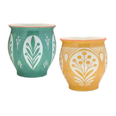 Melrose International Decorative Ceramic Pot (Set of 2)