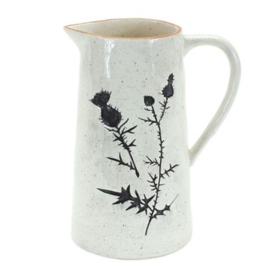 Melrose International Rustic Thistle Etched Pitcher Vase with Speckled Finish (Set of 2)