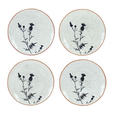 Melrose International Rustic Thistle Etched Plate with Speckled Finish (Set of 2)