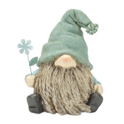 Image showing  Stone Garden Gnome Figurine with Flower Stem Accent, 4 pk.