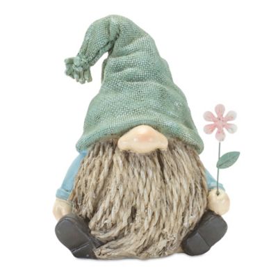 Image showing  Stone Garden Gnome Figurine with Flower Stem Accent, 4 pk.