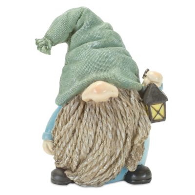 Image showing  Stone Garden Gnome Figurine with Bird and Lantern Accent, 4 pk.