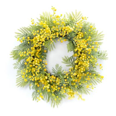Melrose International 27 in. Artificial Fern and Mimosa Wreath