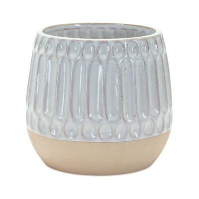 Image showing 1 th Melrose International Ribbed Porcelain Vase with Two Tone Design, 2 pk.