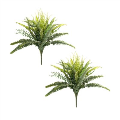 Melrose International 22 in. Artificial Polyester Mixed Fern Foliage Bush, Set of 2, 85472