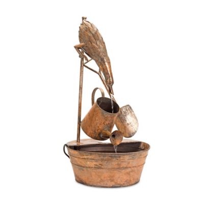Image showing  Rustic Metal Fountain with Duck and Watering Can