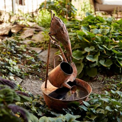 Image showing  Rustic Metal Fountain with Duck and Watering Can