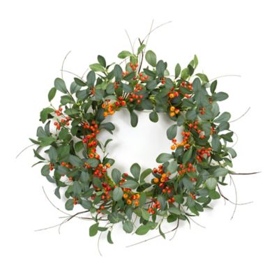 Melrose International 21 in. Foliage and Berry Twig Wreath