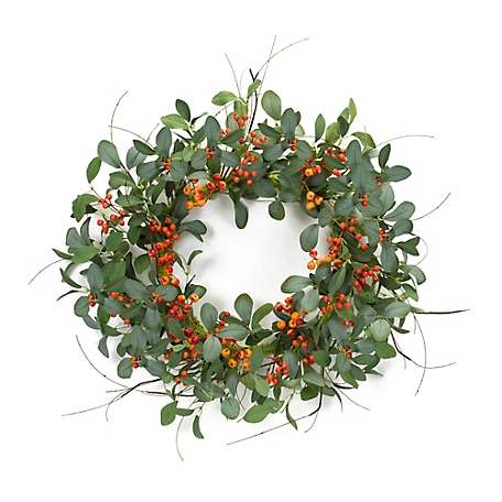 Melrose International 21 in. Foliage and Berry Twig Wreath