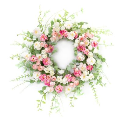 Melrose International 23 in. Mixed Peony Floral Wreath
