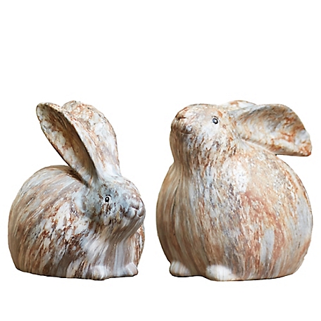 Melrose International 6 in. Modern Bunny Rabbit Figurine with Marble Finish (Set of 2), 85556