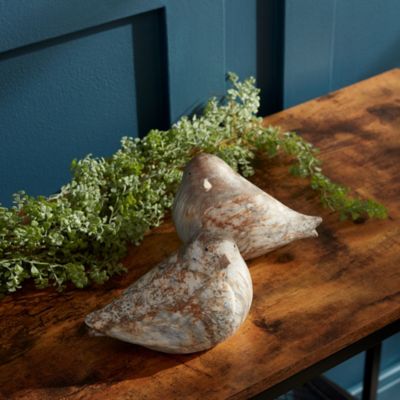 Image showing  Terra Cotta Bird with Marble Design (Set of 2)