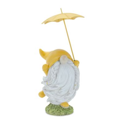 Image showing  Whimsical Dancing Garden Gnome Figurine with Umbrella, 2 pk.