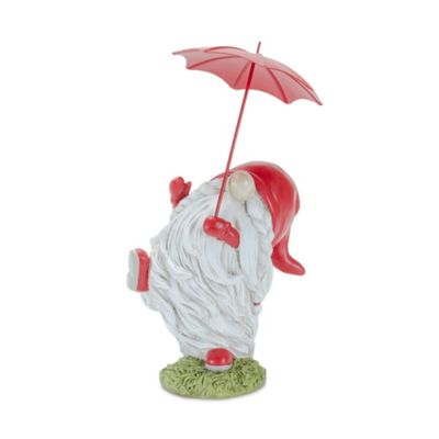 Image showing  Whimsical Dancing Garden Gnome Figurine with Umbrella, 2 pk.