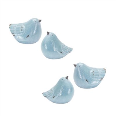 Melrose International Cracked Terra Cotta Bird Figurine with Distressed Finish (Set of 4)