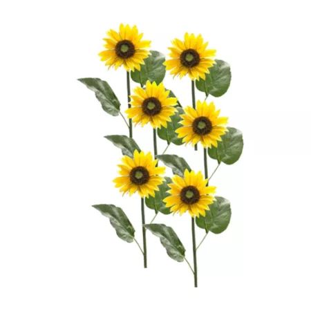 Melrose International 85573 22" Artificial Yellow Sunflower Floral Stem Set of 6 Artificial Plants & Flowers