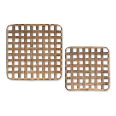 Image showing  Square Bamboo Basket Tray (Set of 2)