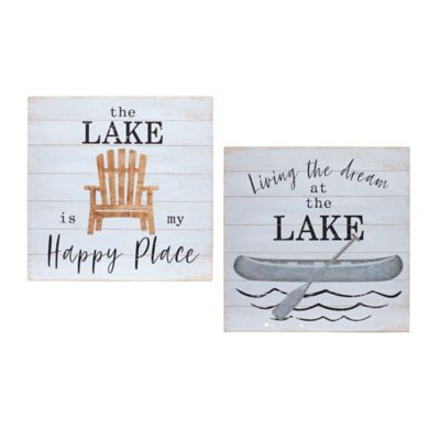 Melrose International Wooden Lake Life Sentiment Sign (Set of 2), 15 in.