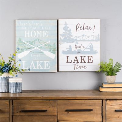 Image showing  Wooden Lake Life Sentiment Sign (Set of 2), 15in.L x 20in.H