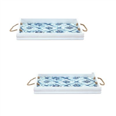 Melrose International Wooden Tie-Dye Design Tray (Set of 2)