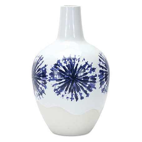 Melrose International T6 in. x 11 in. wo-Tone Tie Dye Design Ceramic Vase