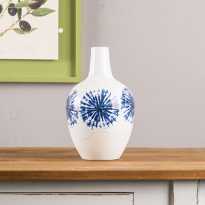 Image showing  6 x 11in. Two-Tone Tie-Dye Design Ceramic Vase