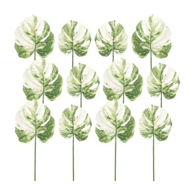 Melrose International Light Varigated Philo Leaf Stem (Set of 12)