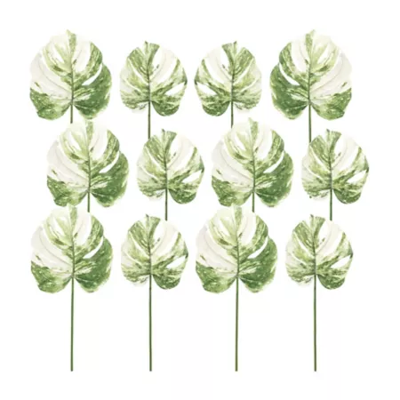 Melrose International Variegated Light Philo Leaf Stem (Set of 12) Artificial Plants & Flowers