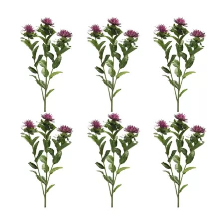 Melrose International Artificial Thistle Floral Spray 24" Purple Set of 6 Artificial Plants & Flowers