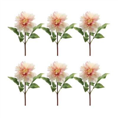 Melrose International 16 in. Artificial Pink Dahlia Flower Stem, Coral, Set of 6
