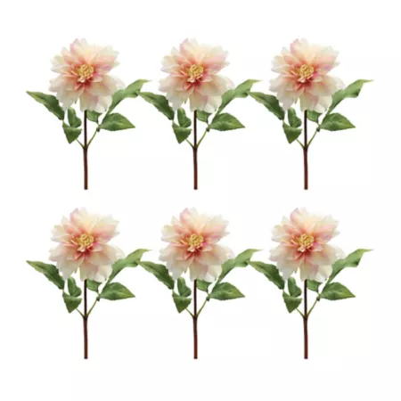 Melrose International 16" Artificial Pink Dahlia Flower Stem Coral Set of 6 Artificial Plants & Flowers