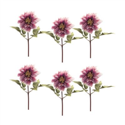 Melrose International 16 in. Artificial Pink Dahlia Flower Stem, Purple, Set of 6
