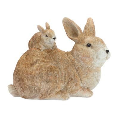 Melrose International Stone Mother Rabbit and Baby Bunny Figurine, 85734