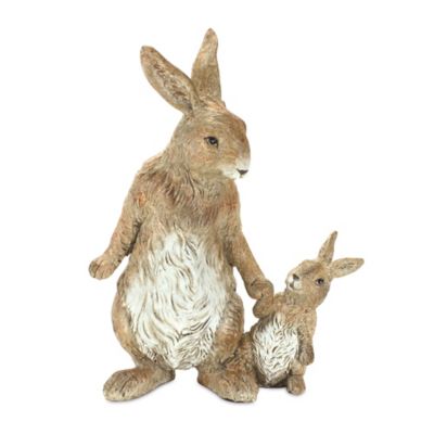 Image showing  Stone Mother Rabbit and Baby Bunny Figurine, 2 pk.