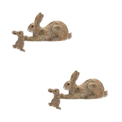 Melrose International Stone Mother Rabbit and Baby Bunny Self Sitter (Set of 2), 85736