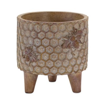 Melrose International Resin Honeycomb Bumble Bee Planter with Legs (Set of 2)