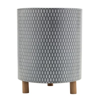 Image showing  Assorted Iron Metal Planters with Geometric Design and Wood Legs, 3 pk.