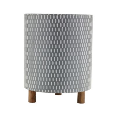 Image showing  Assorted Iron Metal Planters with Geometric Design and Wood Legs, 3 pk.