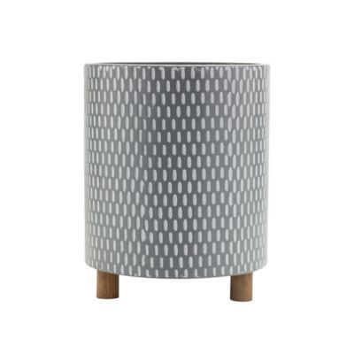 Image showing  Assorted Iron Metal Planters with Geometric Design and Wood Legs, 3 pk.