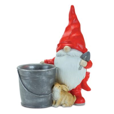 Melrose International Raincoat Garden Gnome Statue with Bucket Planter