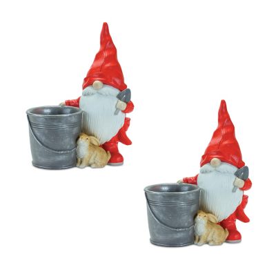 Image showing  Raincoat Garden Gnome Statue with Bucket Planter