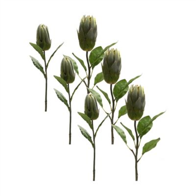 Melrose International Green Protea Leaf Stem (Set of 6)