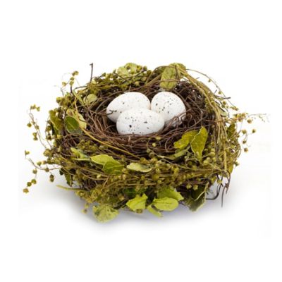 Image showing  7 in. x 3 in. Natural Twig Bird Nest with Speckled Egg Accent (Set of 4)