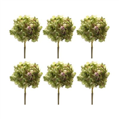 Melrose International 23 in. Hydrangea Flower Stem (Set of 6), Green