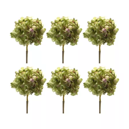 Melrose International 23" Hydrangea Flower Stem (Set of 6) Green Artificial Plants & Flowers