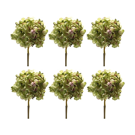 Melrose International 23 in. Artificial Hydrangea Flower Stem, Green, Set of 6