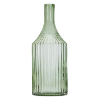 Melrose International Sage Ribbed Glass Bottle Neck Vase
